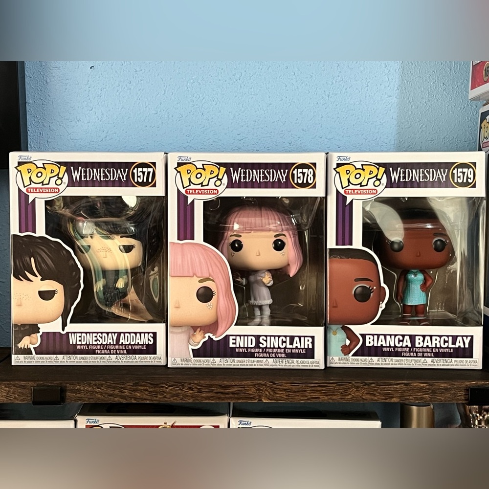 Set Of 3 Funko Pop! Vinyl: Enid Sinclair, Wednesday Addams & Bianca Barclay